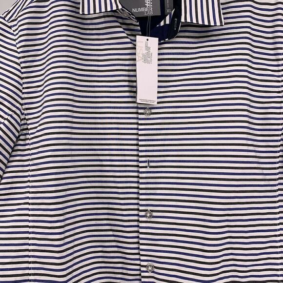 Number Lab Mens XL Striped Short Sleeve Shirt - Picture 4 of 8
